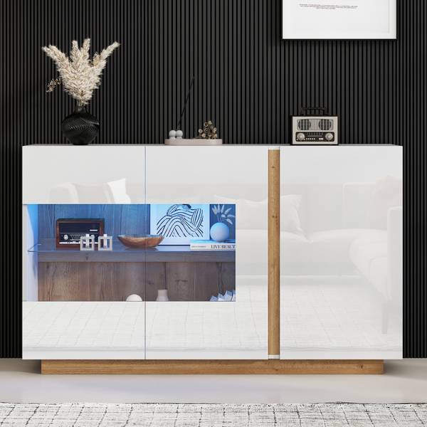Sideboard Zecoin Weiß - Holzwerkstoff - 138 x 91 x 38 cm