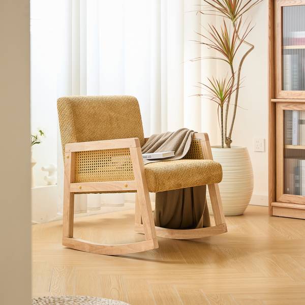 Schaukelstuhl BORGO Gelb - Massivholz - 59 x 76 x 67 cm