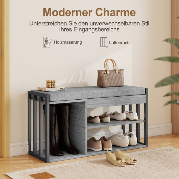 Schuhbank 837-608V90GY Grau - Polyester - 30 x 46 x 86 cm