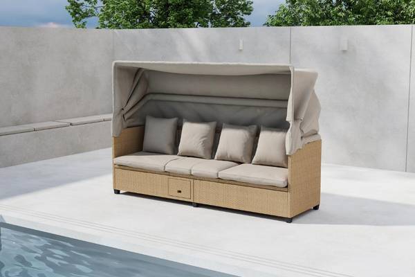 Tuinbank Nopy beige - deels massief hout - 200 x 135 x 60 cm