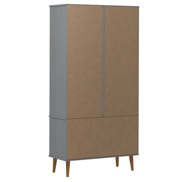 Armoire à vitrine 3017195 Gris - Pin - 90 x 175 x 35 cm