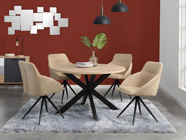 Esstisch TILKI Beige - Holz teilmassiv - 120 x 78 x 120 cm