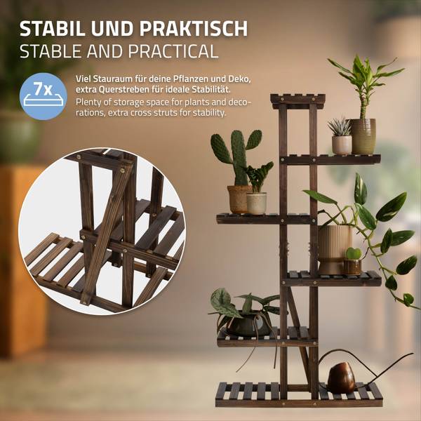 Blumenregal mit 6 Ebenen Braun - Samt - 28 x 140 x 75 cm