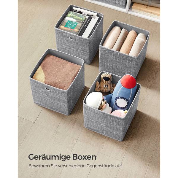Aufbewahrungsbox Tirana 6er-Set Lucknow Grau - Textil - 26 x 28 x 26 cm