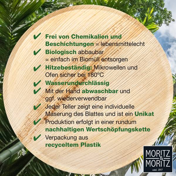 Palmblatt Geschirr Set (75-teilig) Holzwerkstoff - 21 x 12 x 21 cm