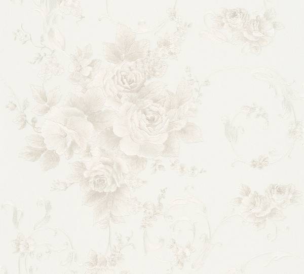 Vliestapete 3895 floral strukturiert Braun - Grau - Weiß - Fleece - 53 x 1005 x 1 cm
