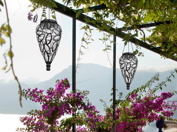 2erSet LED Solarhängeleuchten, Höhe 50cm Schwarz - Metall - Kunststoff - 14 x 50 x 14 cm