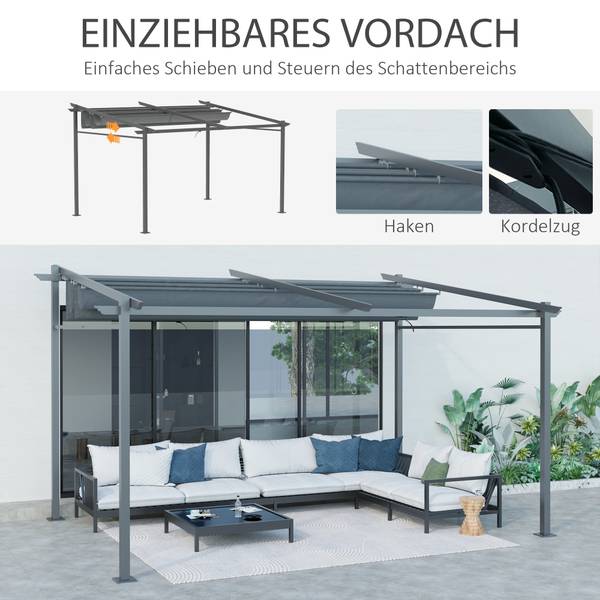 Pergola 84C-360V01CG Grau - Textil - 295 x 230 x 397 cm