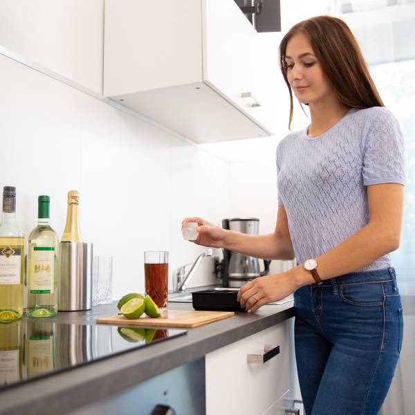 2x Siliconen ijsblokjesvorm 3,5 cm zwart - silicone - 20 x 4 x 13 cm