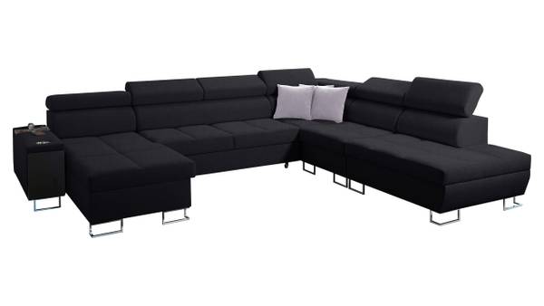 Ecksofa Morena X Aschgrau - Schwarz - Ecke davorstehend links