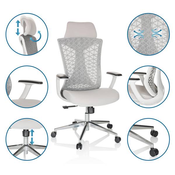 Bürostuhl FALEO W Grau - Polyester - 67 x 129 x 69 cm