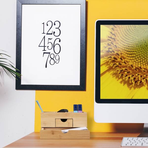 Organiseur de bureau avec tiroirs Marron - Bambou - Bois manufacturé - 24 x 12 x 15 cm