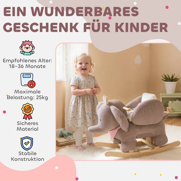 Schaukelpferd 330-208V00BN Braun - Textil - 32 x 49 x 65 cm