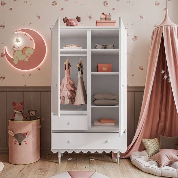 Zweitüriger Kleiderschrank BABUSHKA Weiß