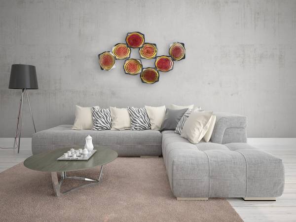 Wanddeko Abstrakt Cut Rot - Metall - 124 x 69 x 8 cm