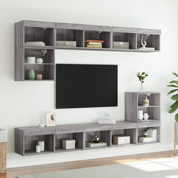 TV-Schrank mit LED-Leuchten D611 Grau
