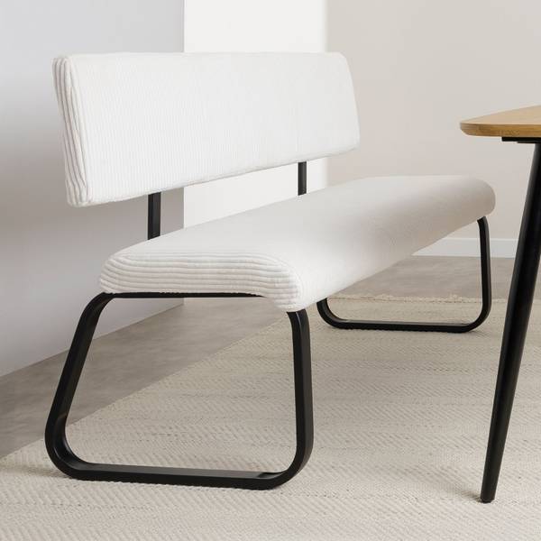Banc de salle à manger MATESE Blanc - Tissu - 135 x 88 x 58 cm