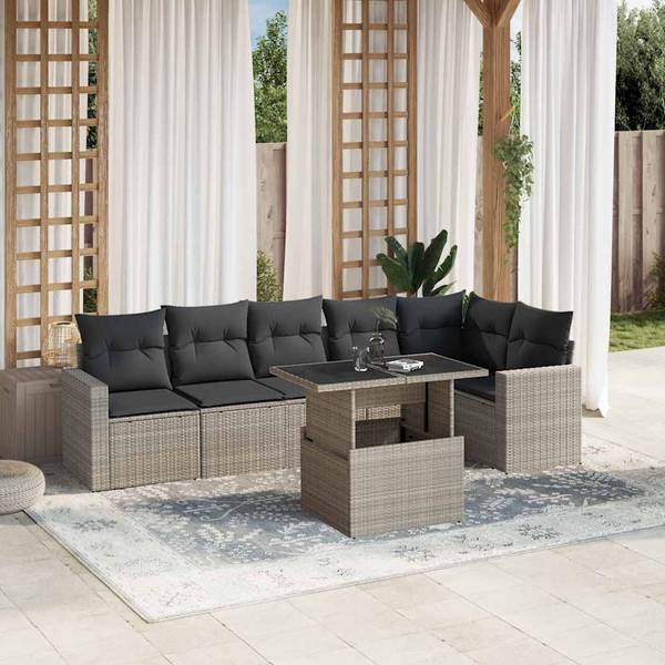 Loungeset 3036731 set van 7 lichtgrijs