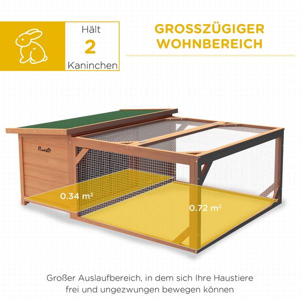 Kaninchenstall BB7115 Orange - Massivholz - 55 x 23 x 108 cm