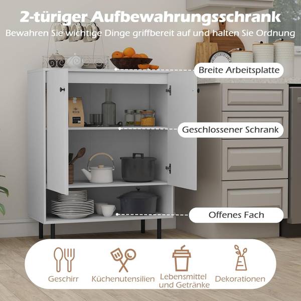 Sideboard VH34841 Weiß - Holzwerkstoff - 35 x 95 x 75 cm