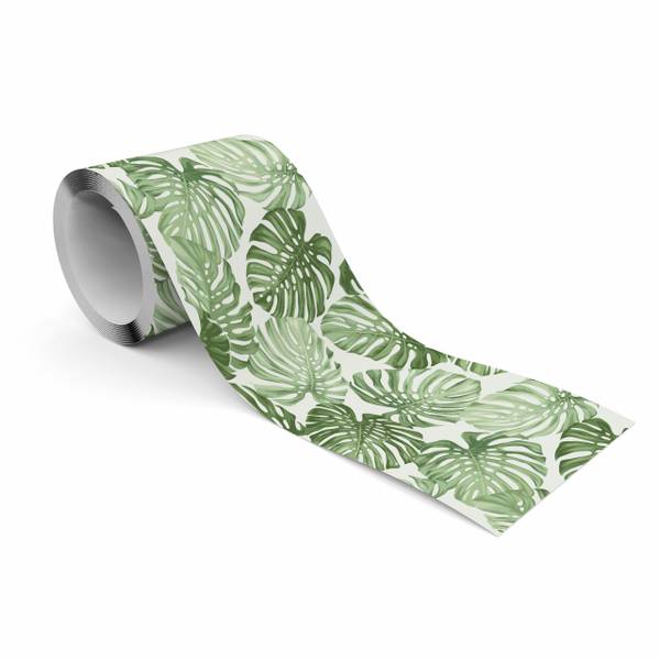 Bande Décorative Feuilles de Monstera Vert - Blanc - Polaire - 10 x 300 x 300 cm