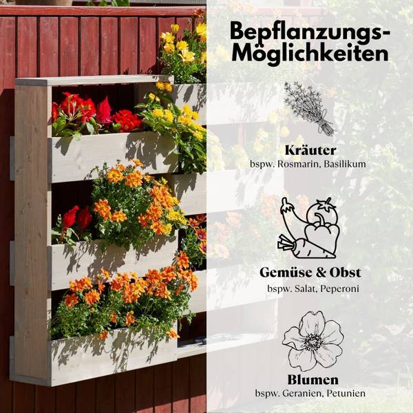 Vertikalbeet RIGA Grau - Holzwerkstoff - 110 x 93 x 18 cm
