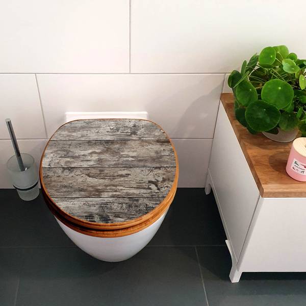 WC-Sitz mit Absenkautomatik Alte Planken Braun - Bambus - Holzwerkstoff - 38 x 5 x 49 cm