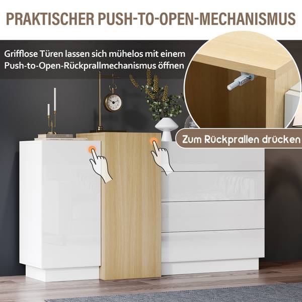 Sideboard Grexeds Weiß - Holzwerkstoff - 140 x 87 x 35 cm