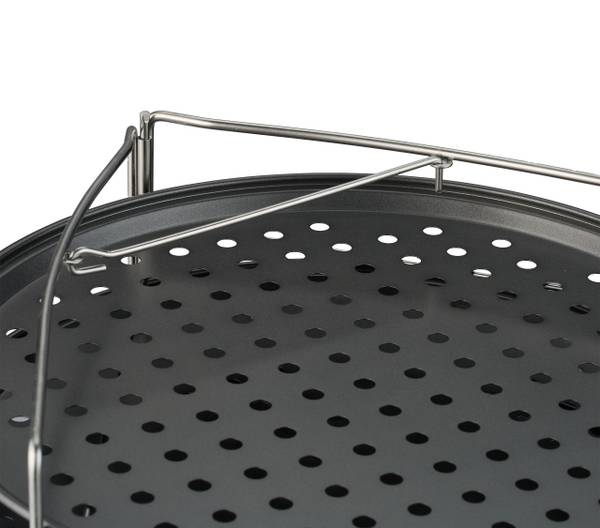 Loch Pizzablech 4er Set mit Gestell Grau - Silber - Stahl - 35 x 21 x 33 cm