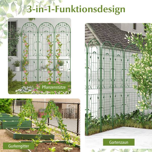 Rankgitter SF6366 (2er Set) Grün - Metall - 50 x 50 x 220 cm