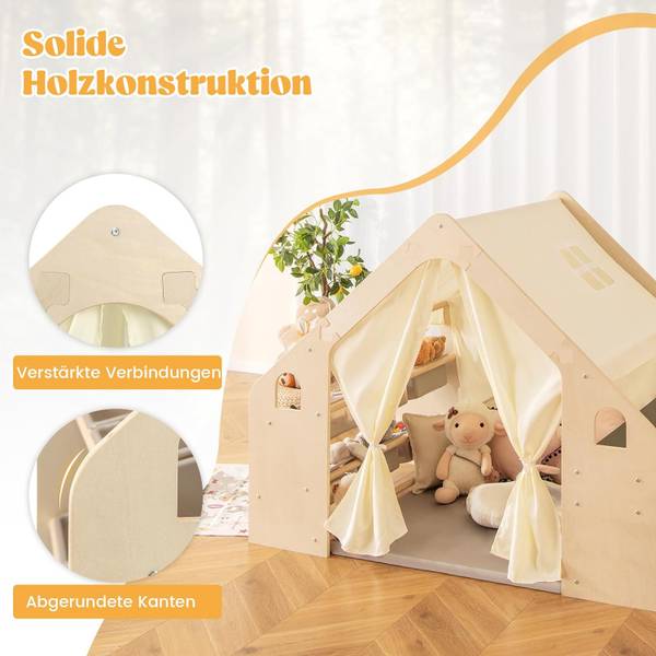Kinderspielhaus FB32390NQDE Braun - Holzwerkstoff - 113 x 98 x 145 cm