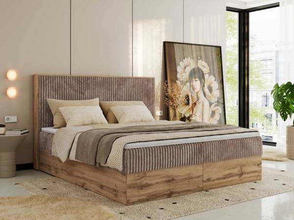 Boxspringbett WOOD CLASSIC Braun - Breite: 144 cm - H3