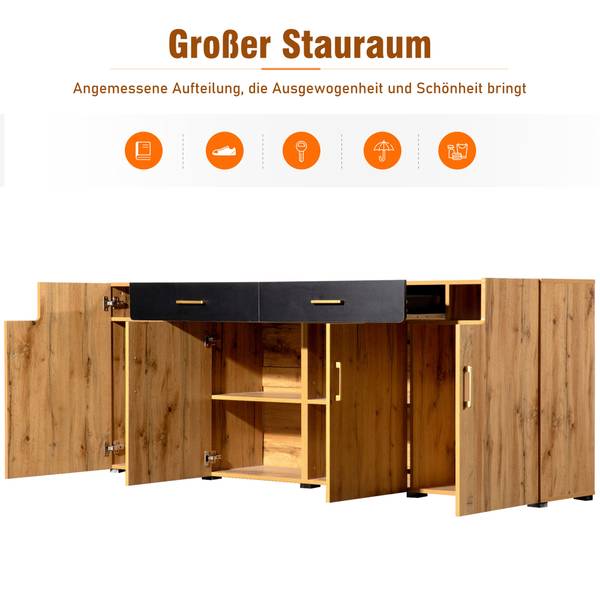Sideboard Hernon Braun - Holzwerkstoff - 40 x 80 x 208 cm