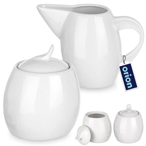 Zuckerdose und Milchkännchen 2-tlg. Set Weiß - Keramik - 9 x 10 x 9 cm