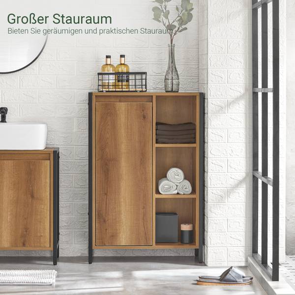 Wäscheschrank BZR65-PF Schwarz - Braun - Holzwerkstoff - Metall - 60 x 90 x 30 cm