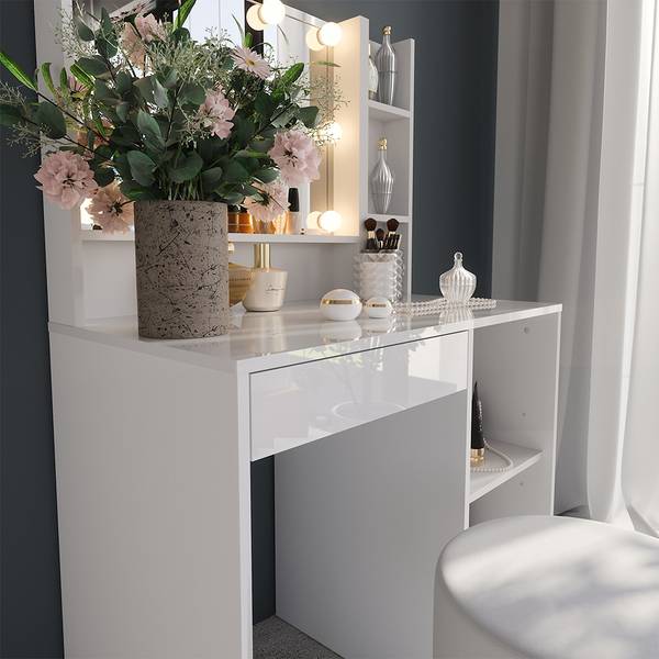 Coiffeuse Sherry 57683 lot de 4 Blanc - Bois manufacturé - 90 x 141 x 51 cm