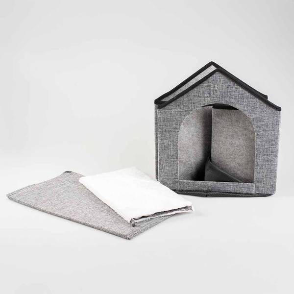 Katzenhaus Gilly Grau - Holzwerkstoff - 39 x 41 x 44 cm