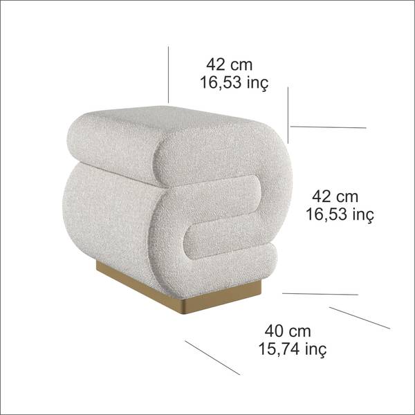 Fußbank Sally Beige - Baumwollstoff - Polyester - Polyethylen - 40 x 42 x 42 cm