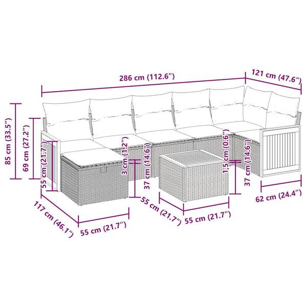Garten-Lounge-Set 3036596-4 (8-teilig) Beige - Creme