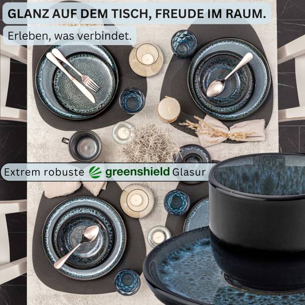 Espressotassen Set Manila - 6 teilig Blau - Stein - 2 x 6 x 2 cm