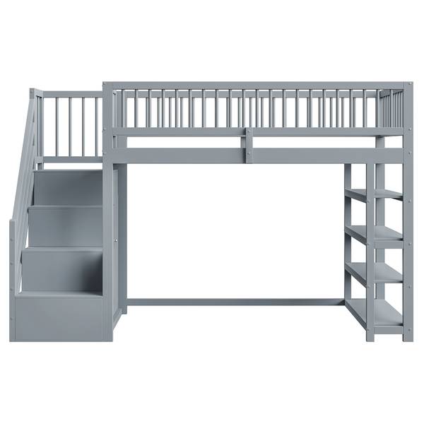 Hochbett K-928 Grau - Holzwerkstoff - 104 x 180 x 245 cm