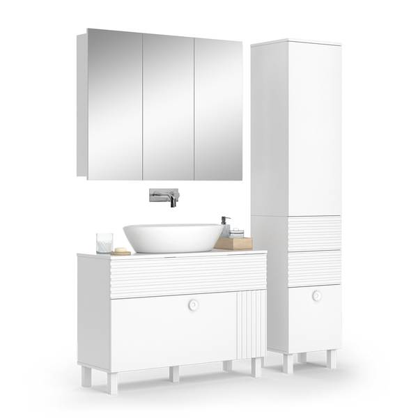 Badmöbel-Set Sola 40871 3er Set Weiß - Holzwerkstoff - 100 x 73 x 38 cm