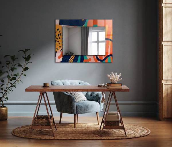 Wandspiegel Abstrakte farbenfrohe Höhe: 80 cm