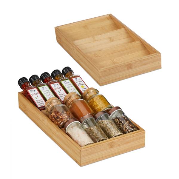 Kruidenrek lade set van 2 bruin - bamboe - 20 x 5 x 38 cm