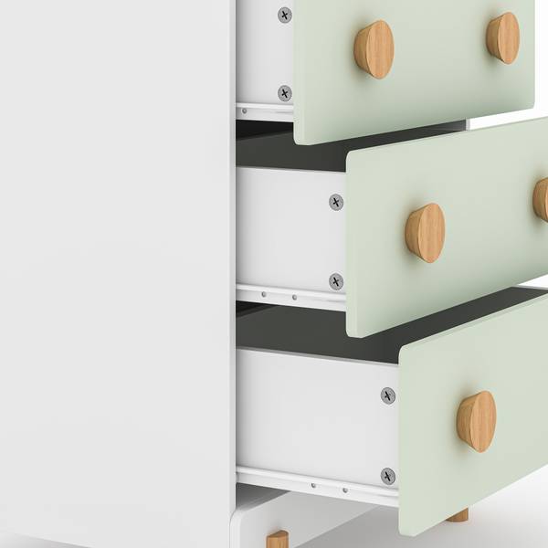 Kinderkommode Vaarentaa Hellgrün - Mint - Weiß - Breite: 55 cm