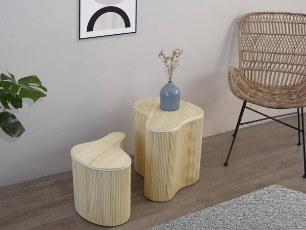 Beistelltisch MARSA 2er-Set Beige - Rattan - 30 x 1 x 4 cm