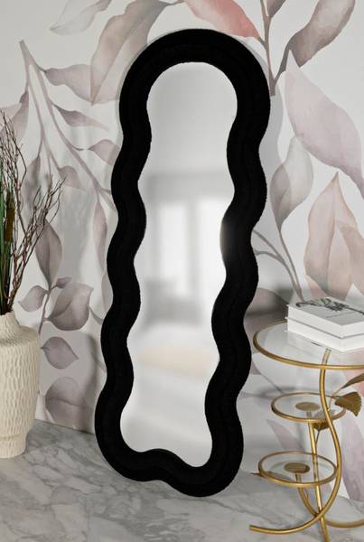 Spiegel Miki zwart - deels massief hout - 60 x 160 x 4 cm