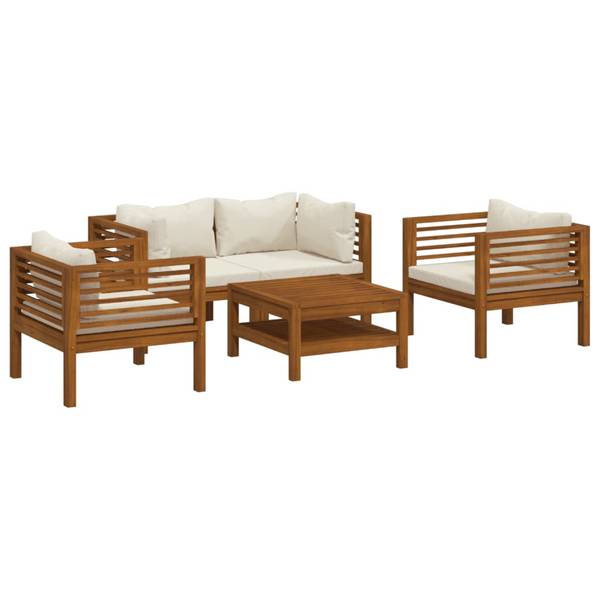 Garten-Lounge-Set 3086934 5-teilig Weiß - Massivholz - 65 x 35 x 65 cm