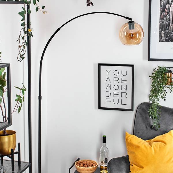 Stehlampe Cesaro Orange - Aluminium - Klarglas - Marmor - 101 x 185 x 72 cm