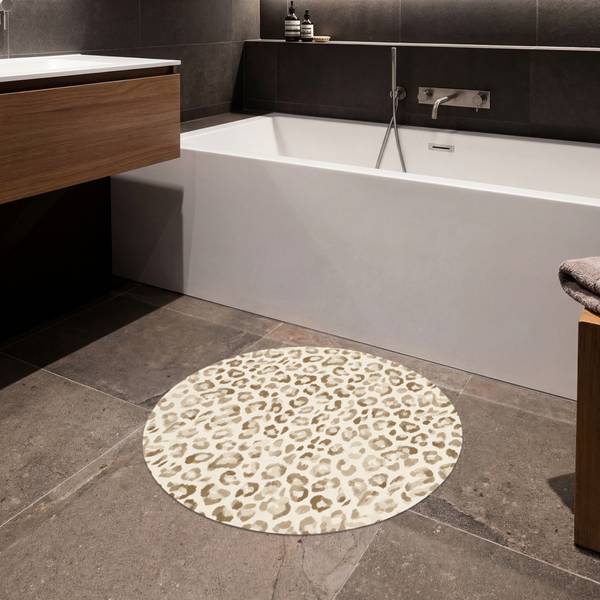 BADEMATTE Leopard Braun - Microfaser - 70 x 70 x 1 cm